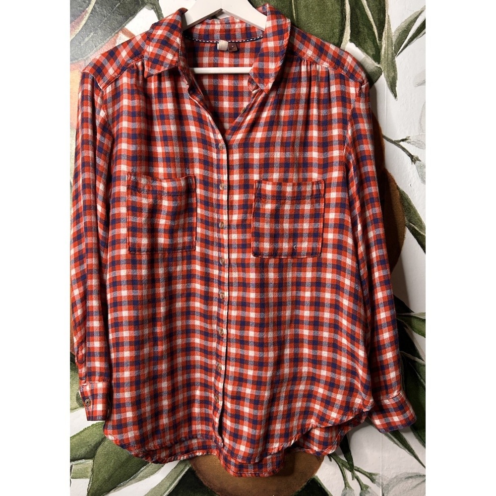 Pilcro Anthropologie Medium Shirt Plaid Wool Blend Button Down Long Sleeve Shirt